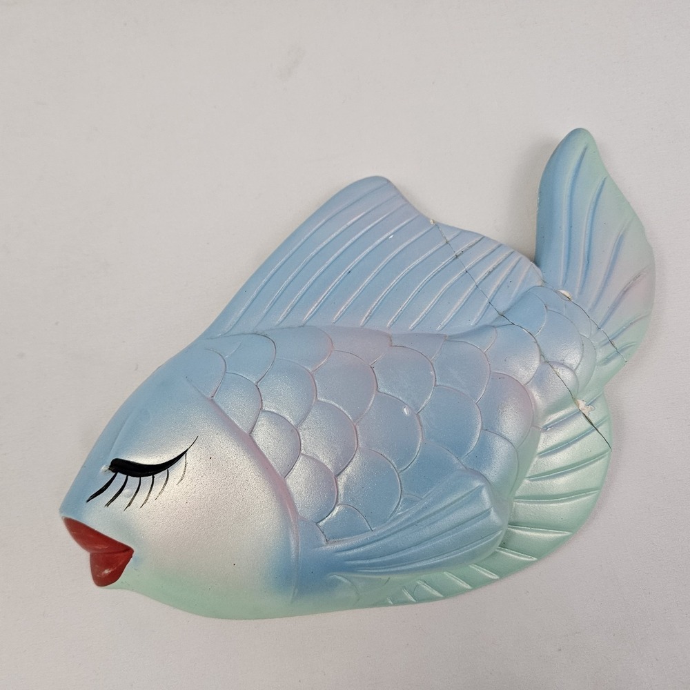 Vtg Miller Studios Chalkware Wall Plaque Fish Kitsch Bathroom Decor